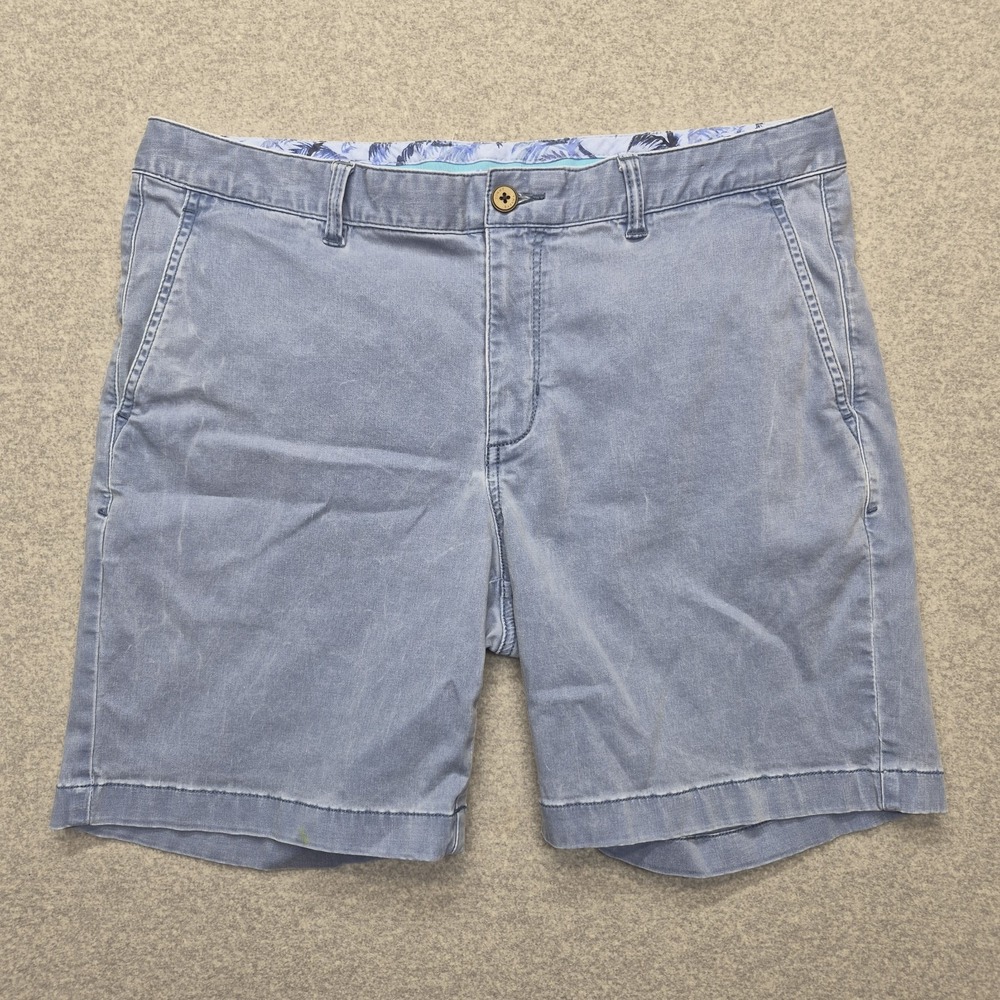 Tommy Bahama Chino Shorts Mens 35 Blue 100% Cotton Flat Front Casual Summer